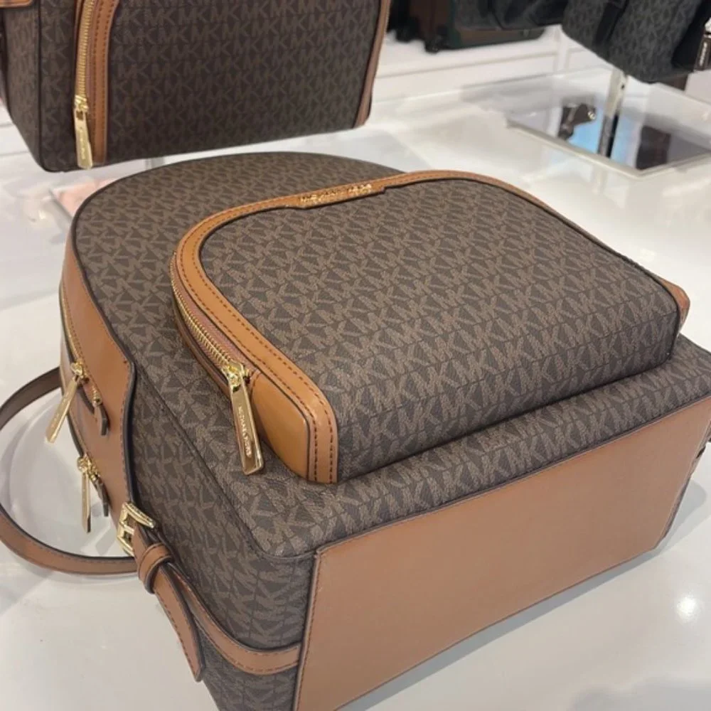 Michael Kors Jaycee Large Zip Pocket Backpack Brown - Picture 9 of 16